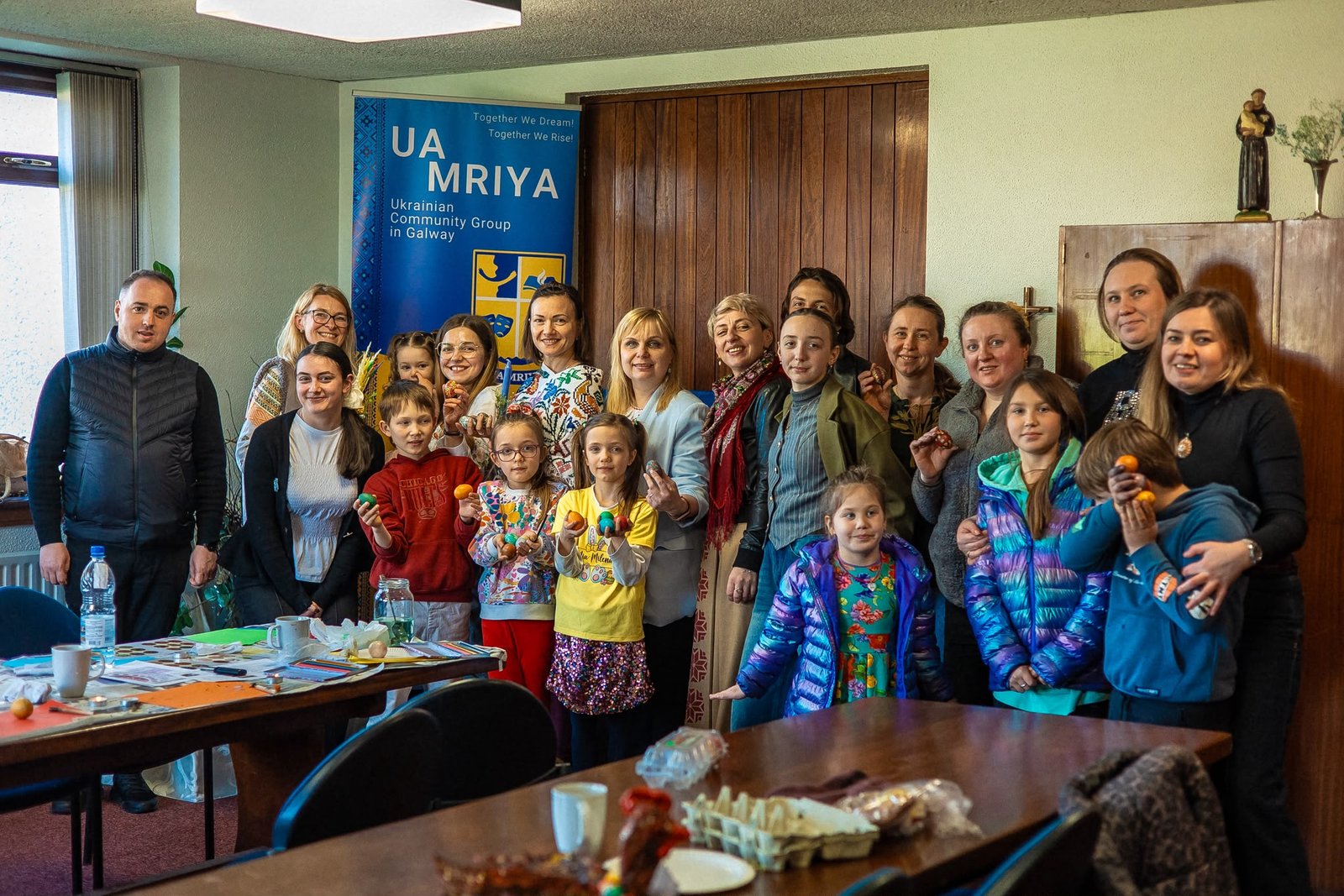 Participants of the UA Mriya Easter Egg Painting Workshop in Galway.